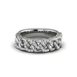 Diamond Interlaced Open Honeycomb Link Ring