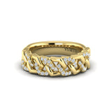 Diamond Interlaced Open Honeycomb Link Ring