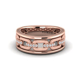 Channel Set Link with Diamonds Ring