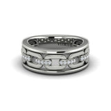 Channel Set Link with Diamonds Ring