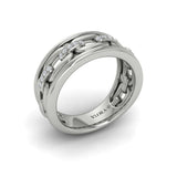 Channel Set Link with Diamonds Ring