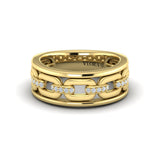 Channel Set Link with Diamonds Ring