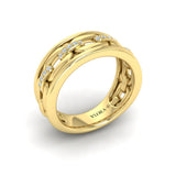 Channel Set Link with Diamonds Ring