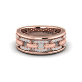 Reverse Channel Set Link with Diamonds Ring