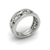 Reverse Channel Set Link with Diamonds Ring 