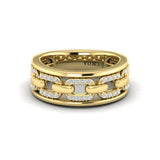 Reverse Channel Set Link with Diamonds Ring