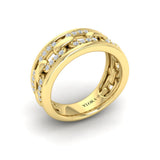 Reverse Channel Set Link with Diamonds Ring