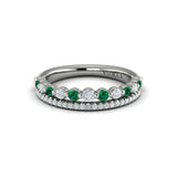 Diamond and Emerald Two Row Ring