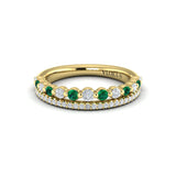 Diamond and Emerald Two Row Ring