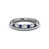 Diamond and Blue Sapphire Two Row Ring