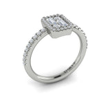 Diamond Halo with Diamond Baguettes Ring 