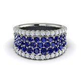 Diamond and Sapphire Multi-Row Statement Ring