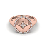 Center Star Diamonds and Bezel Signet Ring