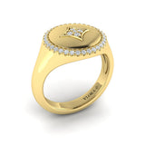 Center Star Diamonds and Bezel Signet Ring