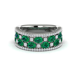 Multi Diamond and Emerald Statement Ring