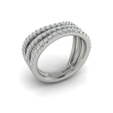 Diamond Multi-Row  Curved Statement Ring