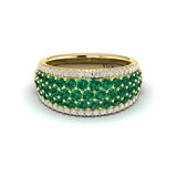 Diamond and Emerald Multi-Row Statement Ring