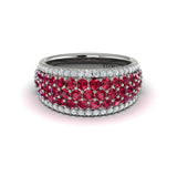 Diamond and Ruby Multi-Row Statement Ring