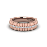 Fluted Ring with Center Diamonds