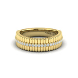 Fluted Ring with Center Diamonds