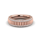 Fluted Band Ring Edged with Diamonds