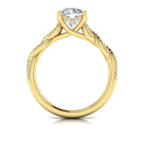 Twist Diamond Engagement Ring with Hidden Halo