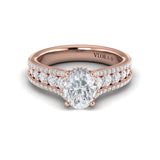 Bold Cathedral Oval Diamond Engagement Ring