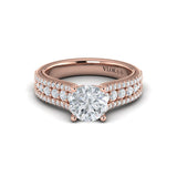 Bold Cathedral Round Diamond Engagement Ring