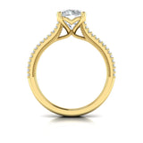 Bold Cathedral Round Diamond Engagement Ring