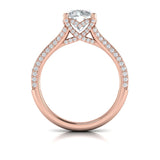 Dramatic Cathedral Hidden Halo Engagement Ring