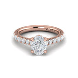 French Cathedral Oval Hidden Halo Engagement Ring