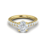 French Cathedral Oval Hidden Halo Engagement Ring