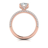 Shimmering Hidden Halo Engagement Ring with Micropave Band