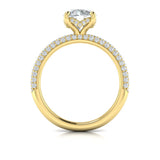 Shimmering Hidden Halo Engagement Ring with Micropave Band
