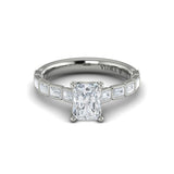 Bezeled Emerald Cut Engagement Ring
