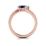 Kissing Diamond and Sapphire Engagement Ring