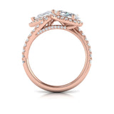Oval and Pear Halo Toi et Moi Engagement Ring