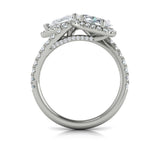 Oval and Pear Halo Toi et Moi Engagement Ring