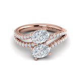 Spiral Oval Two Stone Engagement Ring