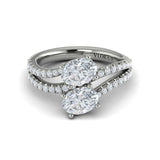 Spiral Oval Two Stone Engagement Ring