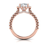Floral Halo Round Engagement Ring