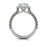 Floral Halo Round Engagement Ring