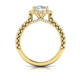 Floral Halo Round Engagement Ring