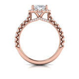 Floral Halo Oval Engagement Ring