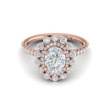 Floral Double Halo Oval Engagement Ring