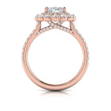 Floral Double Halo Oval Engagement Ring