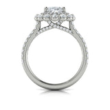 Floral Double Halo Oval Engagement Ring