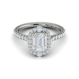 Cathedral Arch Halo Emerald Cut Engagement Ring