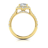 Cathedral Arch Double Halo Round Engagement Ring