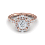 Cathedral Arch Double Halo Cushion Engagement Ring
